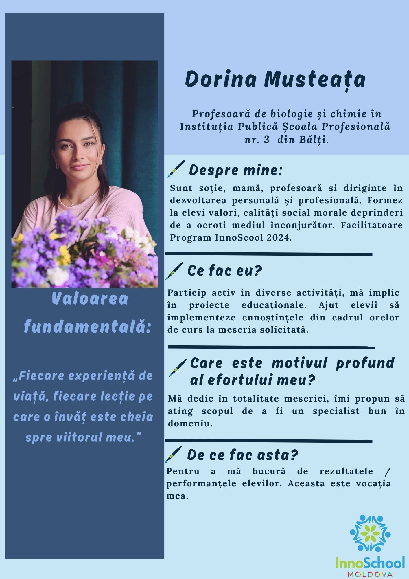 Dorina Musteața Facilitatoare InnoSchool Moldova 2024