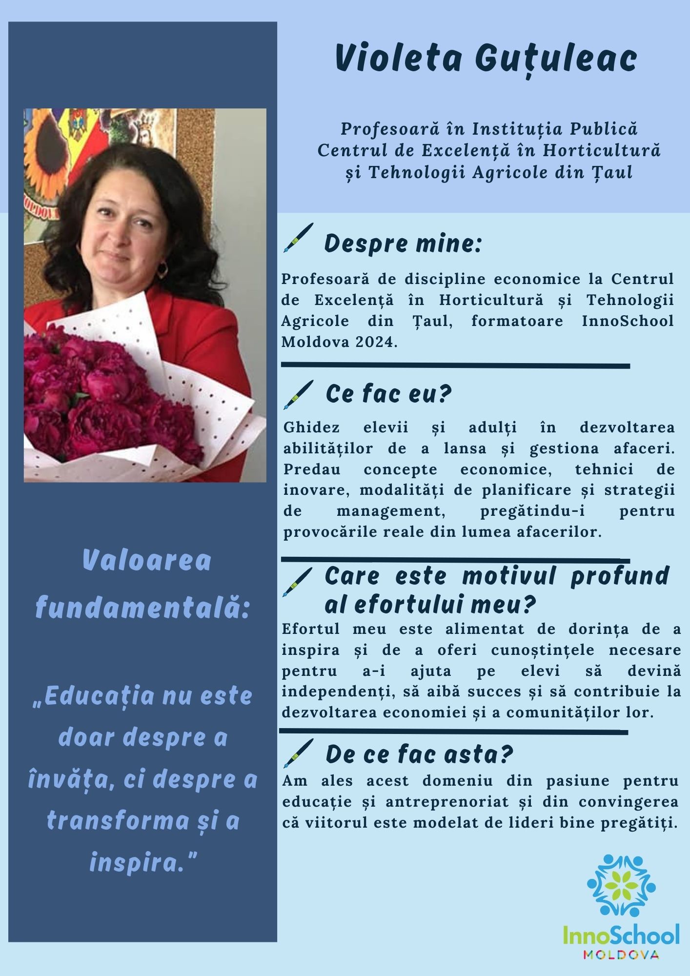 Violeta Guțuleac - Facilitatoare InnoSchool Moldova 2024